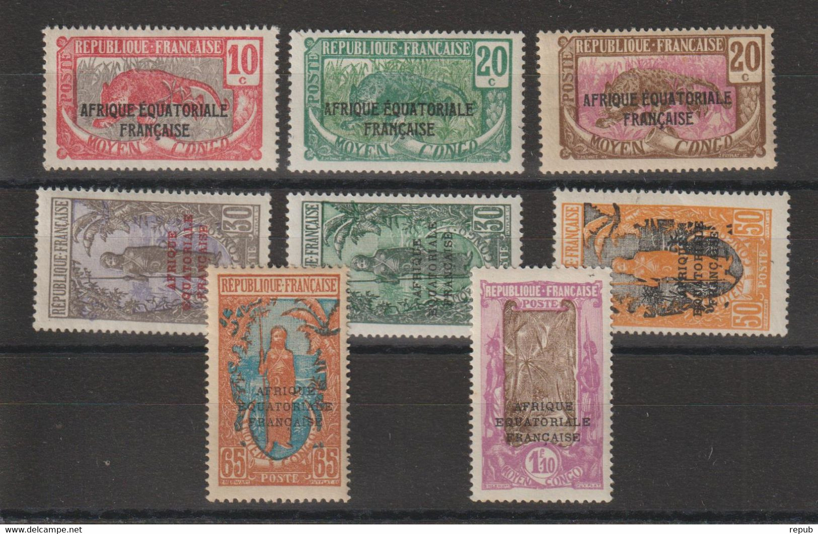 Congo 1926-28 Série Courante 93-99A, 8 Val * Charnière MH - Neufs