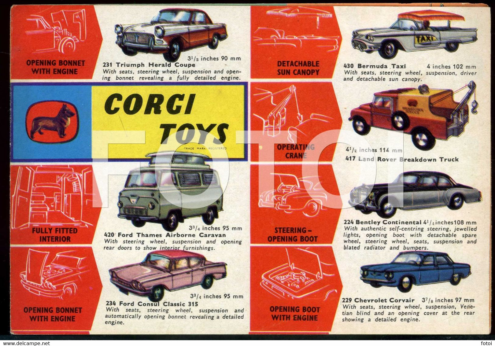 OLD 1962 ORIGINAL CORGI TOYS JOUETS LEAFLET CATALOG KATALOG PORTUGUESE EDITION - Corgi Toys