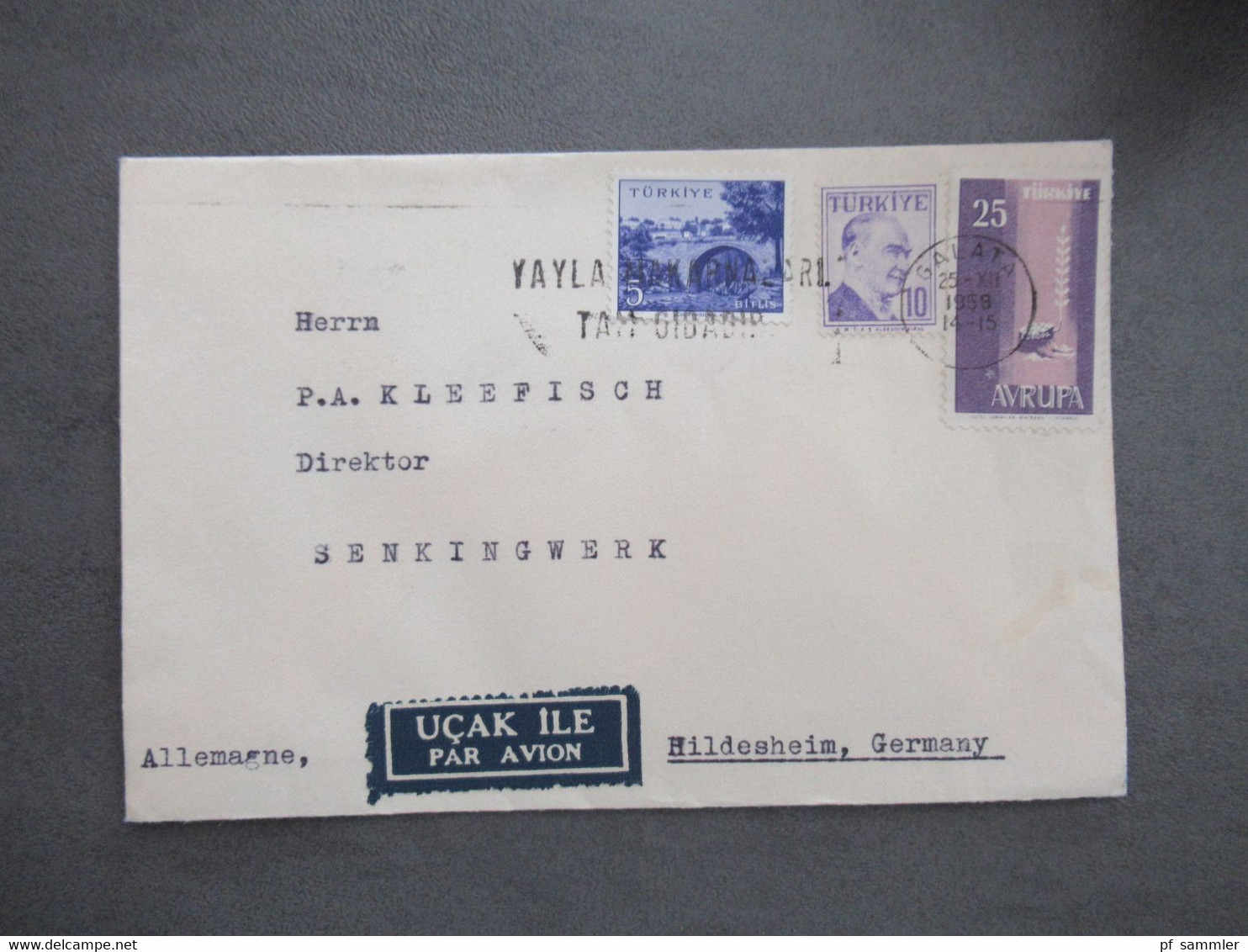 Türkei 1958 Ucak Ile Luftpost Auslandsbrief Nach Hildesheim Brief Mit 3 Marken - Storia Postale