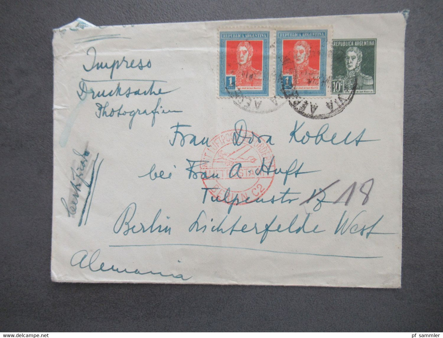 1934 GA Umschlag 2 ZuF Nach Berlin 2x Luftpost Stempel Berlin C2 U. Stuttgart 9 Deutsche Luftpost Südamerika - Europa - Briefe U. Dokumente