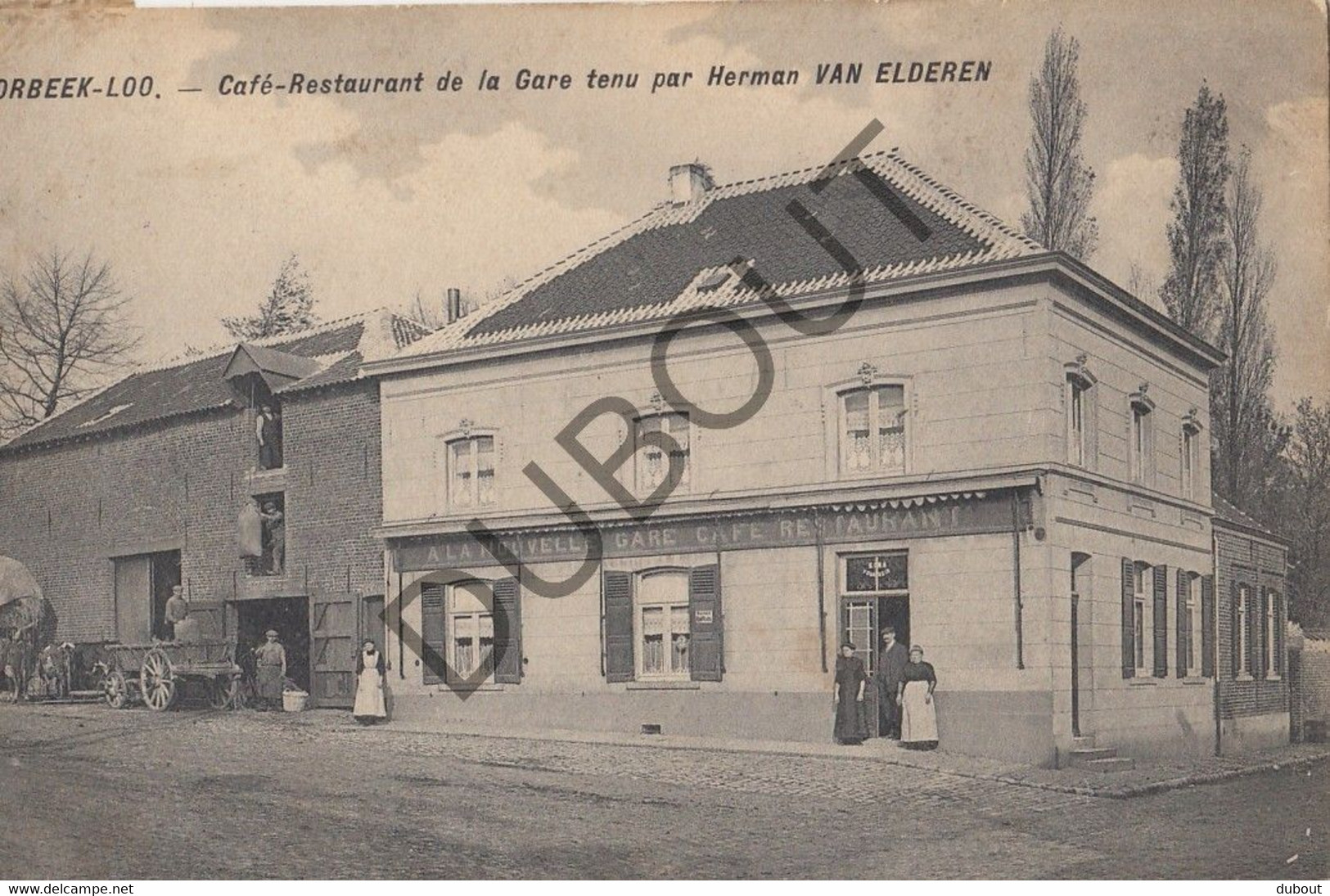 Postkaart/Carte Postale -KORBEEK-LO - Café Restaurant De La Gare Tenu Par Herman Van Elderen - Topkaart!!   (C1735) - Bierbeek