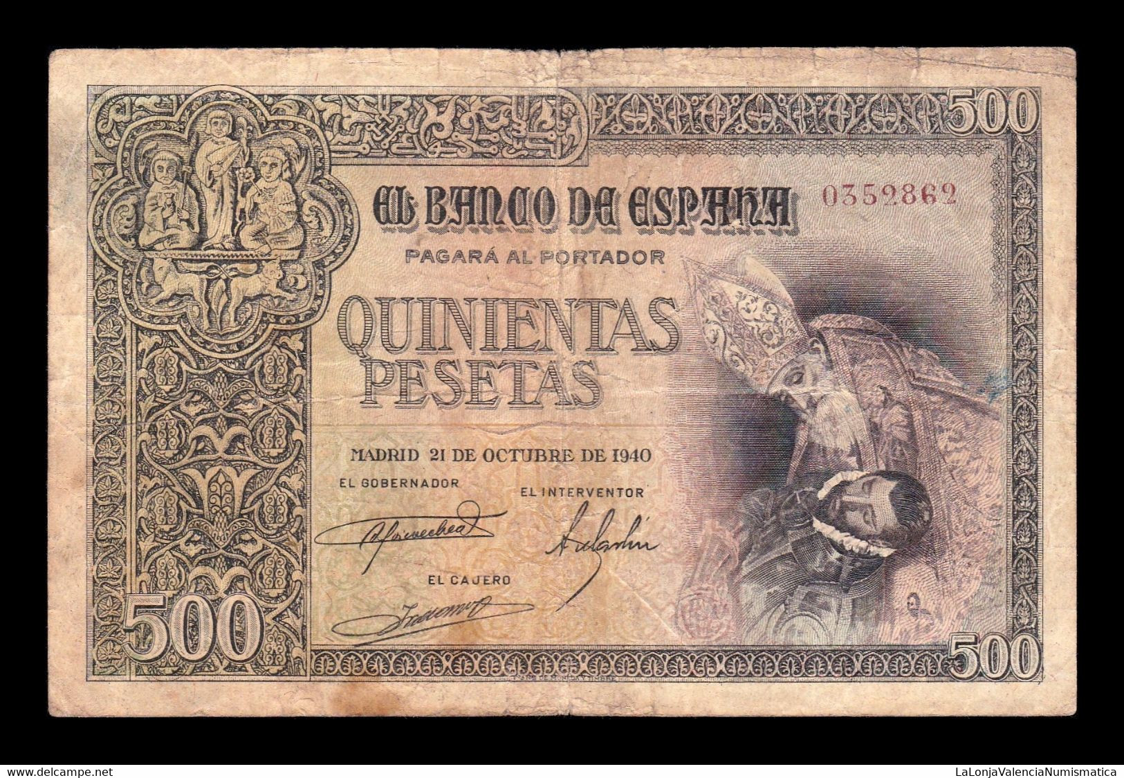 España Spain 500 Pesetas Conde Ordaz 1940 Pick 124 BC F - 500 Peseten