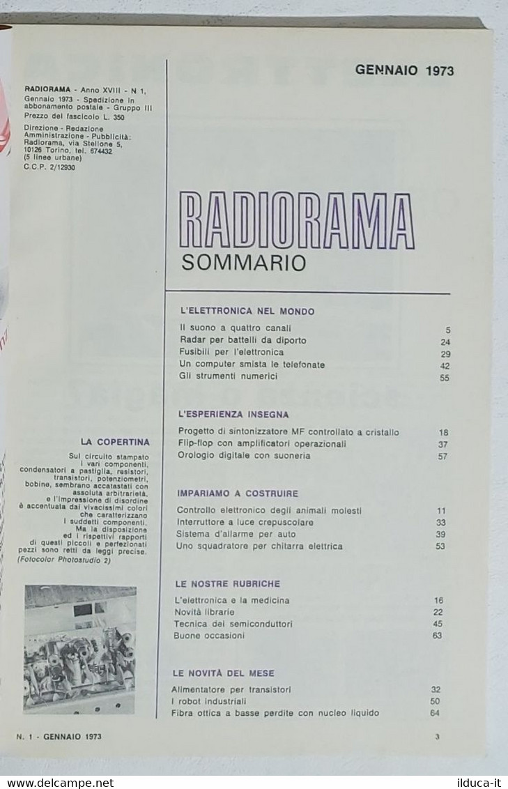 27490 Radiorama A. XVIII N. 1 1973 - Radar X Battelli - Squadratore Per Chitarra - Textos Científicos