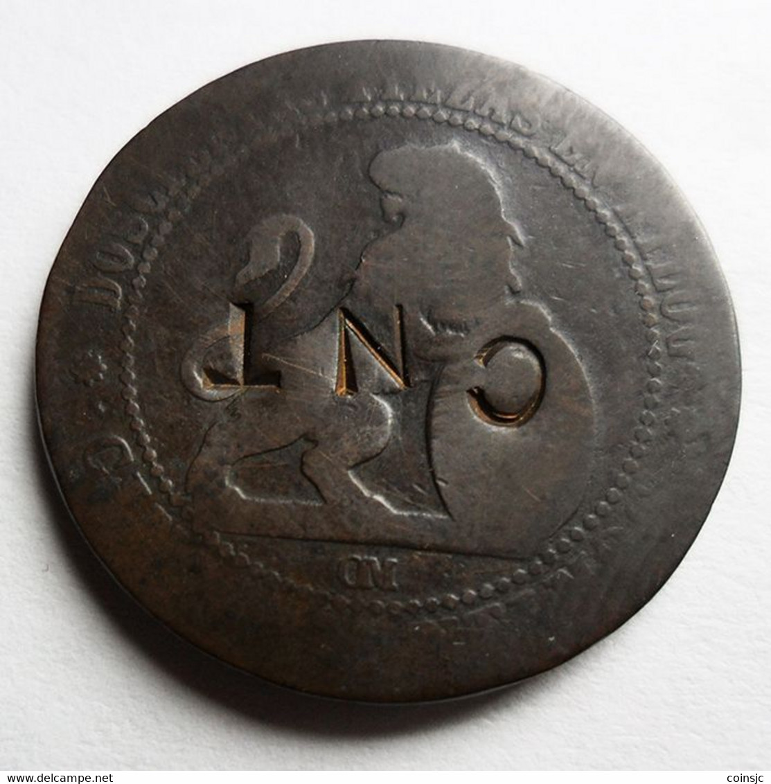 ESPAÑA - 5 Céntimos - 1870 - Resello Político CNT - Ohne Zuordnung