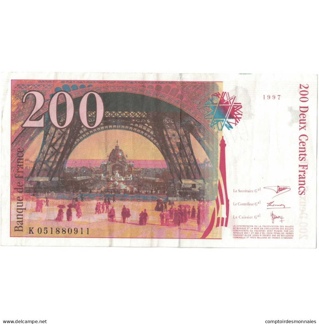 France, 200 Francs, Eiffel, 1996, SPL, Fayette:75.2, KM:159a - 200 F 1995-1999 ''Eiffel''