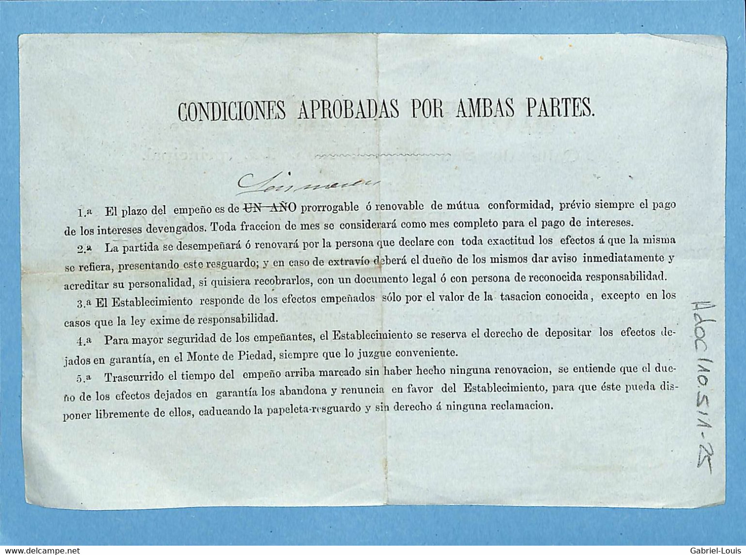 Monte Benefico Calle De San Miguel Num 14 Principal Madrid 1880  Billet De Mont-de-piété Espagne Alhajas Bijoux - Spanje