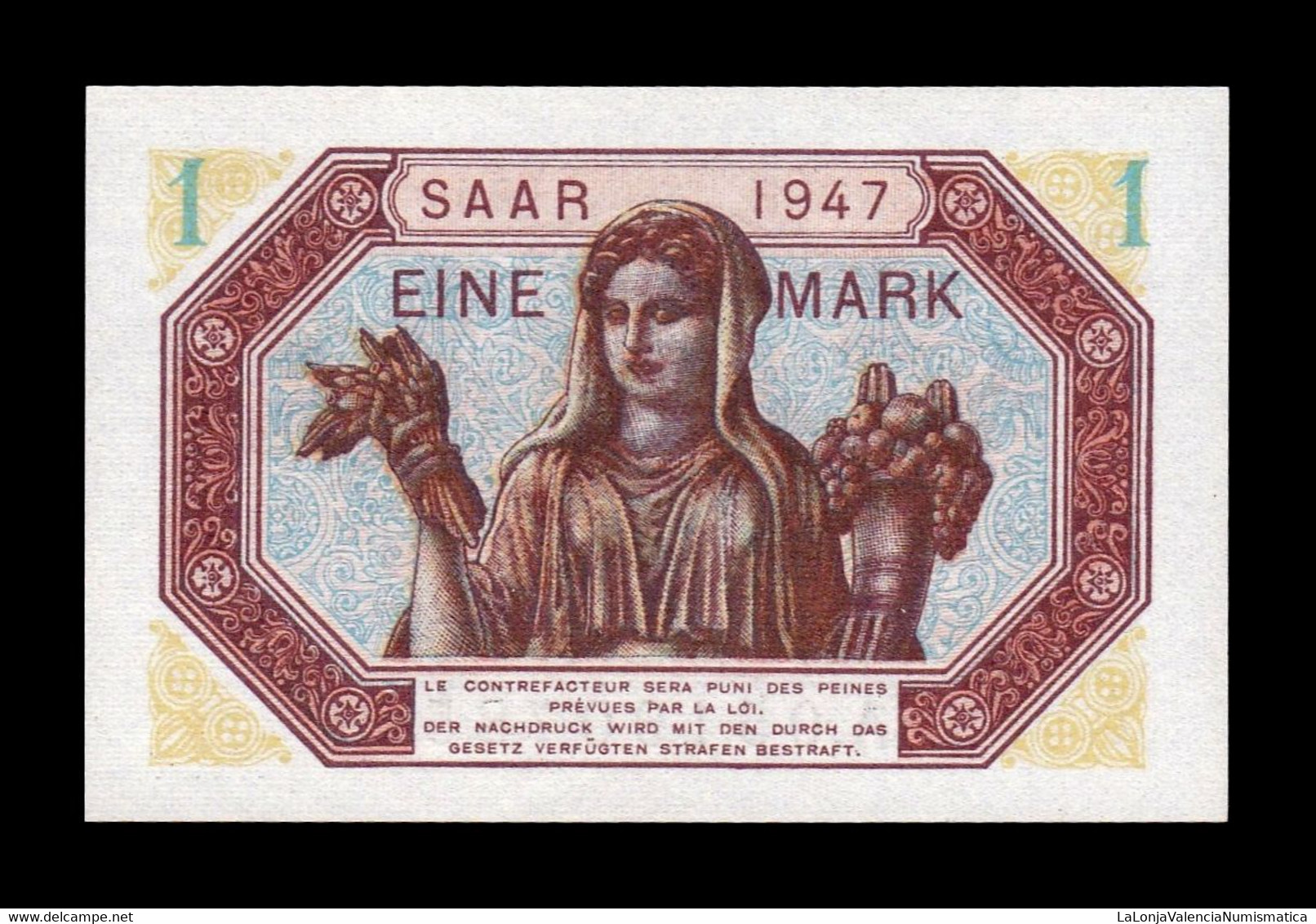 Sarre 1 Mark 1947 Pick 3 SC UNC - [ 8] Saarland - Saar