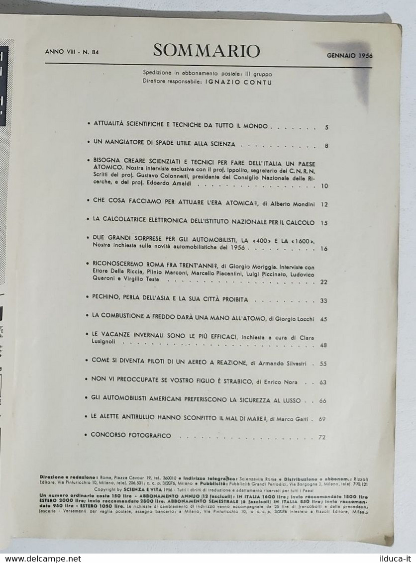 44201 "Scienza E Vita" - N. 84 1956 - Pechino La Città Proibita - L'era Atomica - Wetenschappelijke Teksten