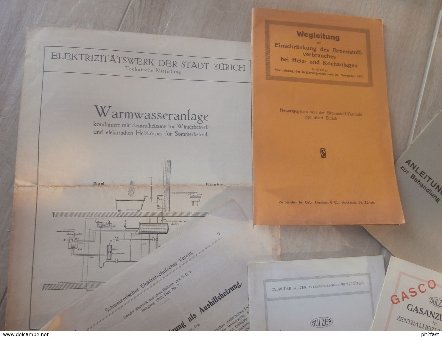 Konvolut , Sulzer Wärmeanlagen , 1916-20 , Wädenswil , Winterthur , Zürich , Katalog , Anleitung , Heizung , Ofenbau !!! - Kataloge