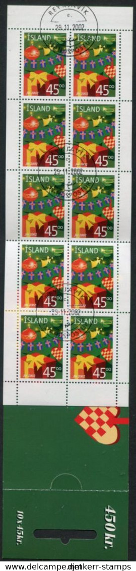 ICELAND  2002 Christmas Booklet  Cancelled.  Michel 1024 MH - Carnets