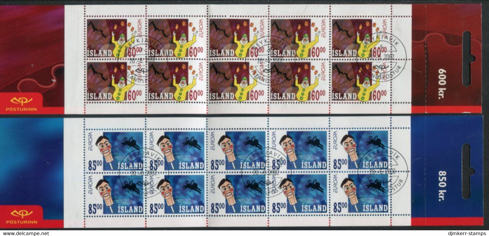 ICELAND  2002 Europa: Circus Booklets Cancelled.  Michel 1009-10 MH - Cuadernillos