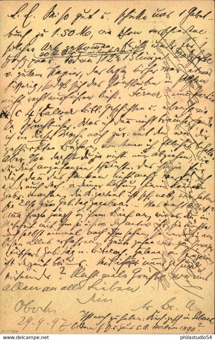 1897, RISSTISSEN, Seltener Segmentstempel Auf 5 Pfg. Ganzsachenkarte - Enteros Postales