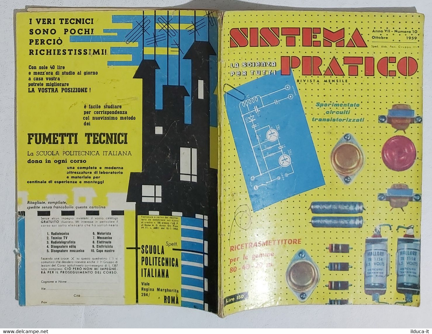 44609 SISTEMA PRATICO - Anno VII Nr 10 1959 - SOMMARIO - Testi Scientifici