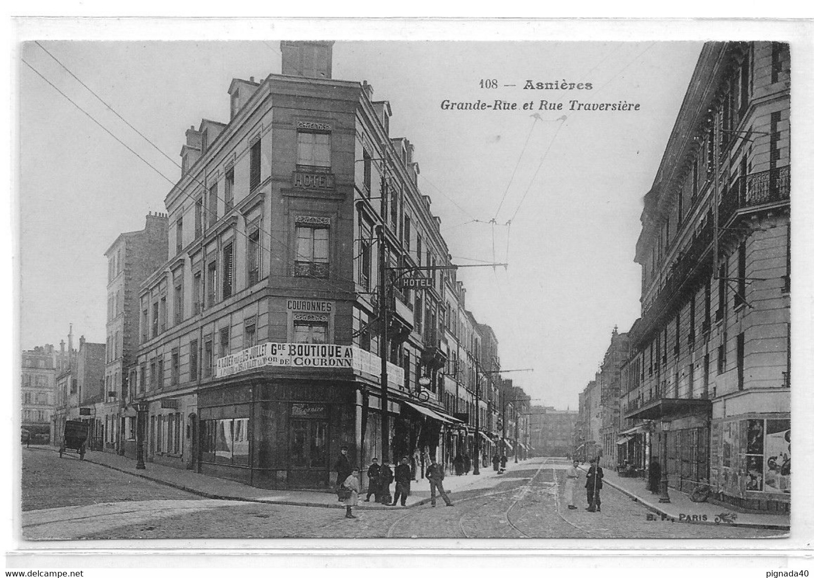 Cpa, 92 ASNIERES, Grande Rue Et Rue Traversière, Boutique, Magasin - Negozi
