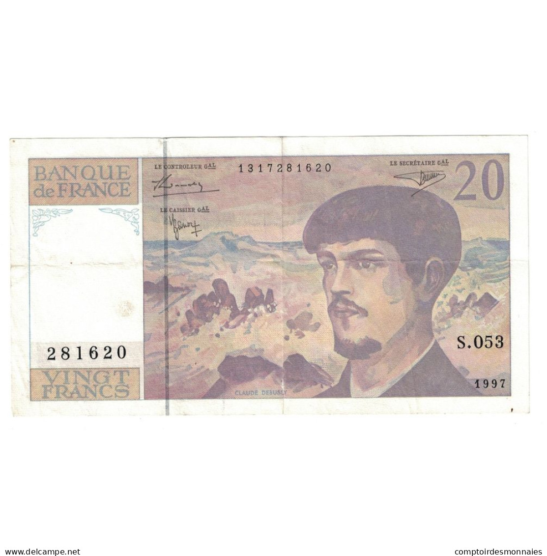 France, 20 Francs, Debussy, 1997, TB+, Fayette:66ter02a53, KM:151i - 20 F 1980-1997 ''Debussy''