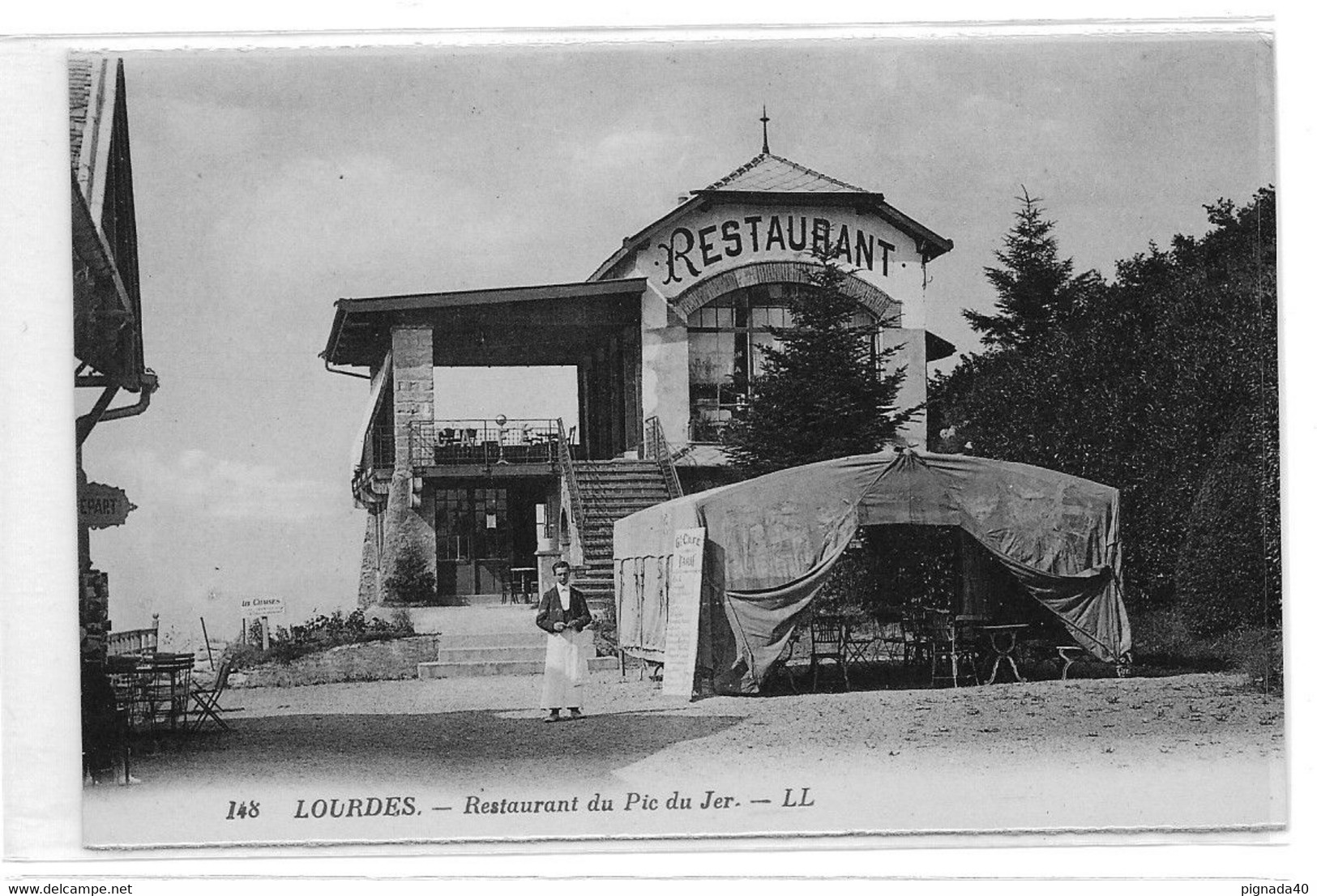 Cpa, 65 LOURDES, Restaurant Du PIC DU JER, 1000 Metres Le Sommet, Dos Vierge - Restaurants