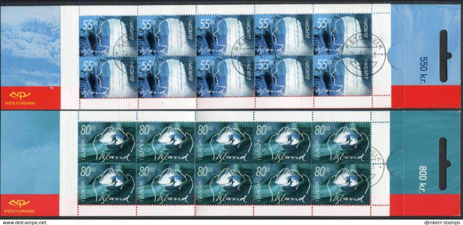 ICELAND  2001 Europa: Water Resources Booklets Cancelled.  Michel 981-82 MH - Carnets