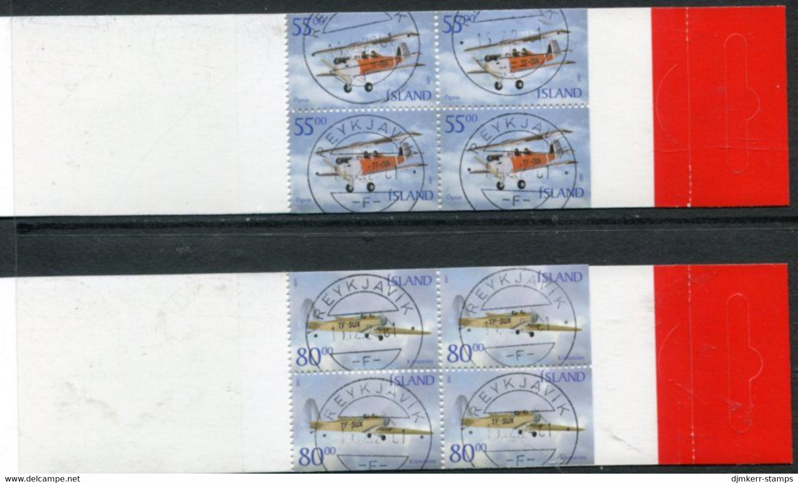 ICELAND  2001 Historic Aircraft Booklets Cancelled.  Michel 979-80 MH - Postzegelboekjes