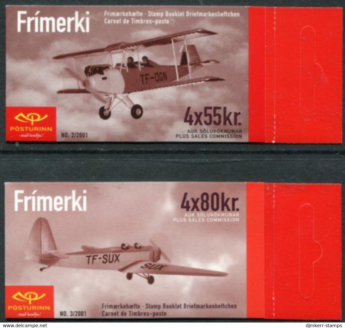 ICELAND  2001 Historic Aircraft Booklets Cancelled.  Michel 979-80 MH - Markenheftchen