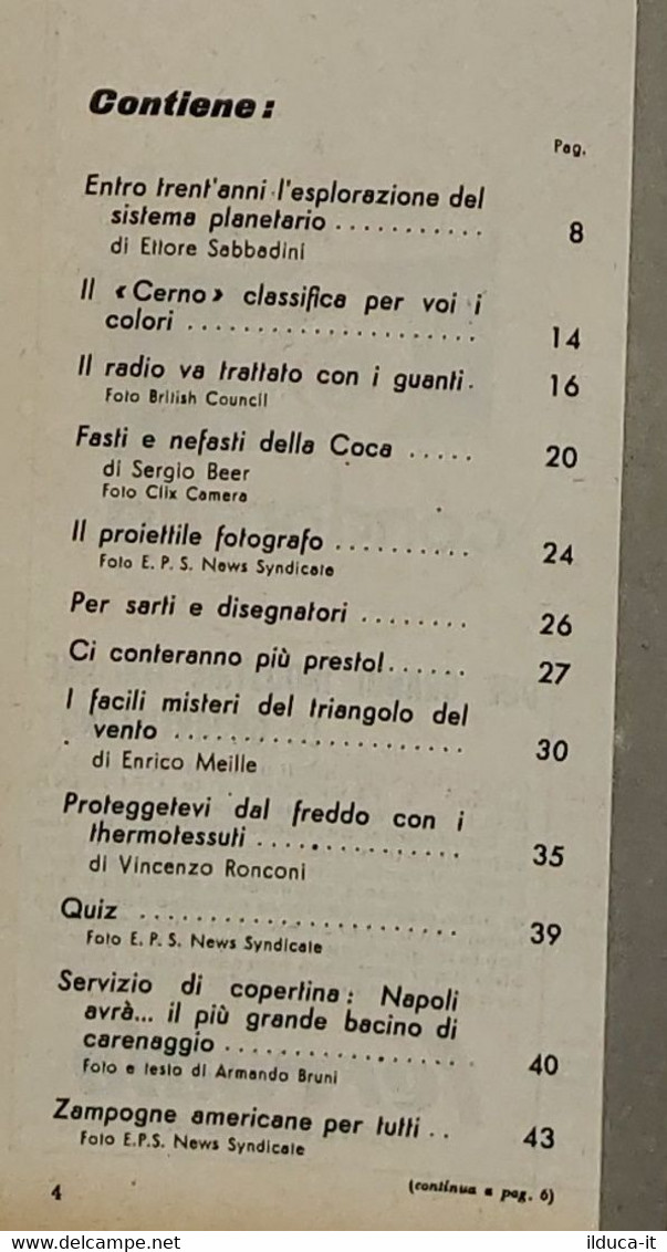 64347 La Scienza Illustrata-n. 12 1951-Triangolo Del Vento / La Gomma (Sommario) - Textos Científicos