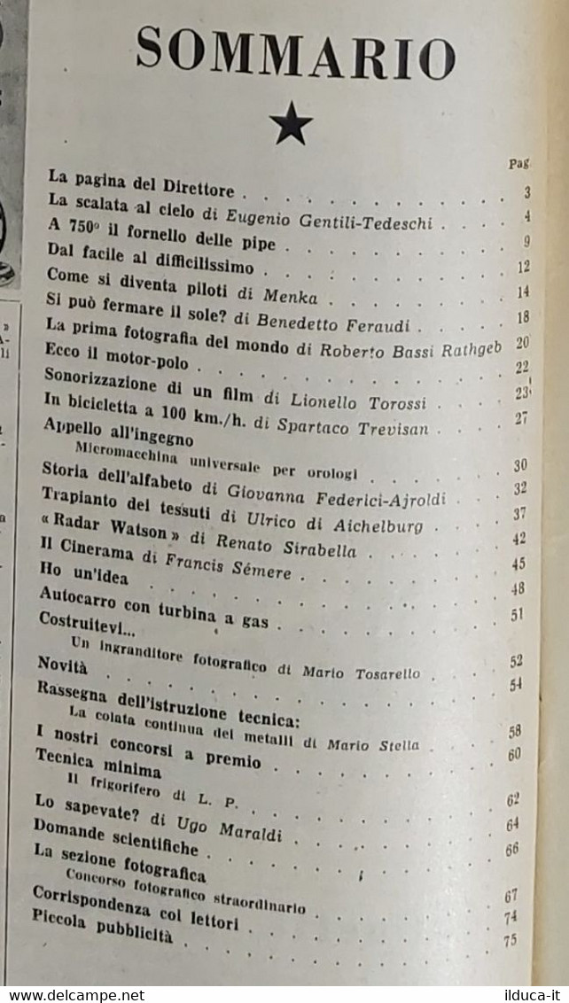 64359 La Scienza Illustrata - N. 12 1952 - Come Si Diventa Piloti (Sommario) - Testi Scientifici