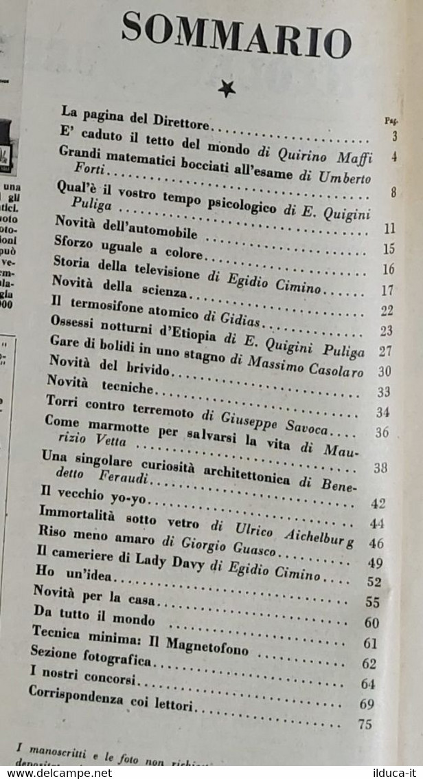 64366 La Scienza Illustrata - N. 7 1953-Scalato Prima Volta L'Everest (Sommario) - Wissenschaften