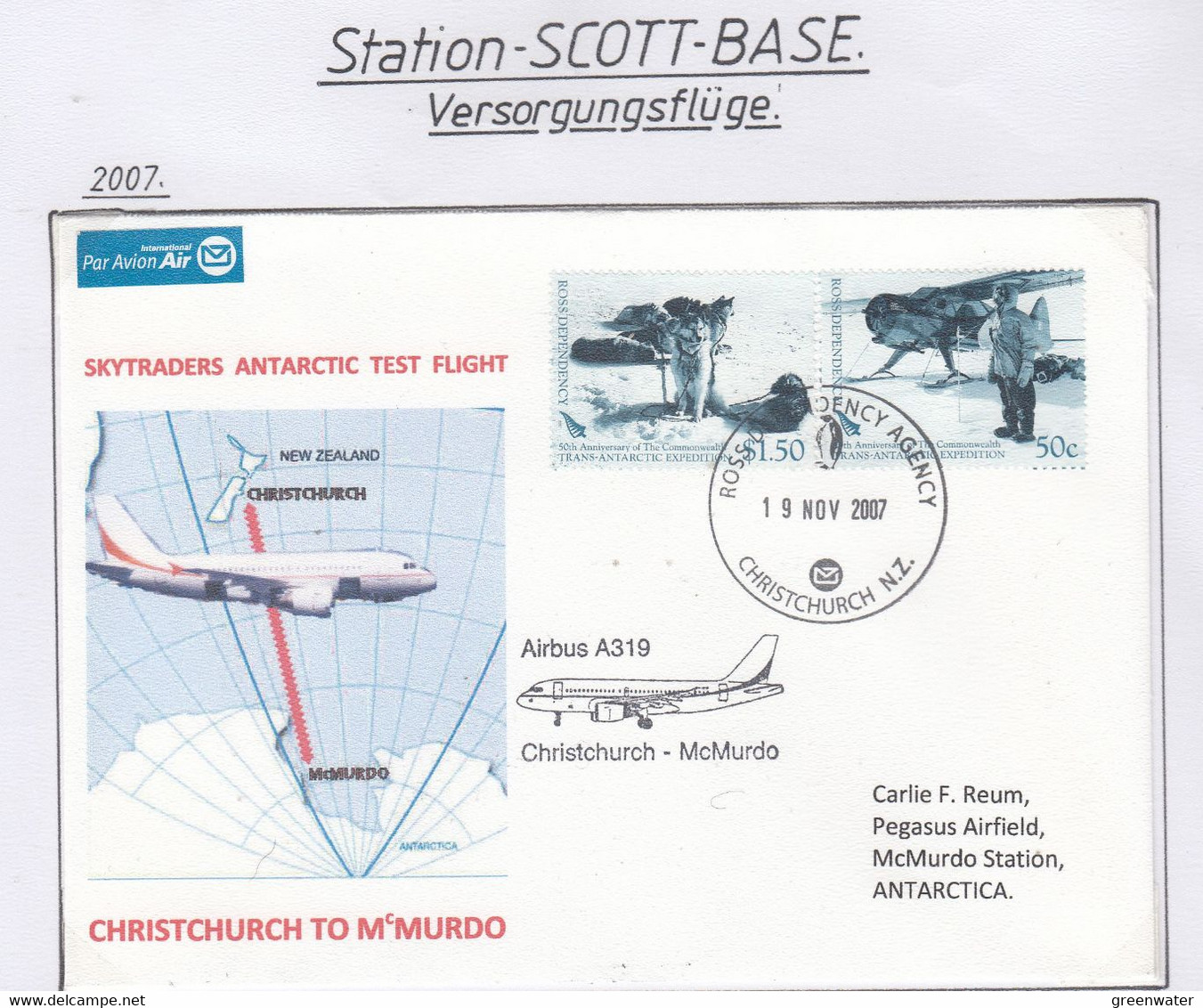 Ross Dependency 2007 Skytraders Antarctic Test Flight.  Christchurch To McMurdo Ca Ross 19 NOV 2007 (AF172) - Vuelos Polares