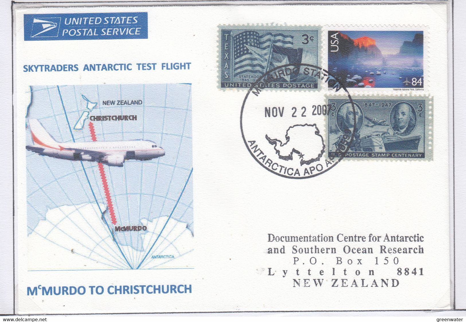 Ross Dependency 2007 Skytraders Antarctic Test Flight. McMurdo To Christchurch Ca McMurdo Station 22 NOV 2007 (AF172) - Vuelos Polares