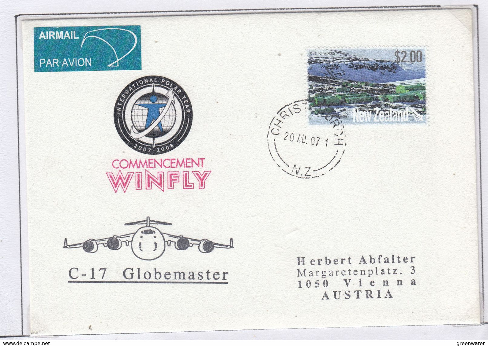 Ross Dependency 2007 Antarctic Flight C-17 Globemaster Winfly Ca Christchurch 520 AU 2007 (AF172A) - Vols Polaires