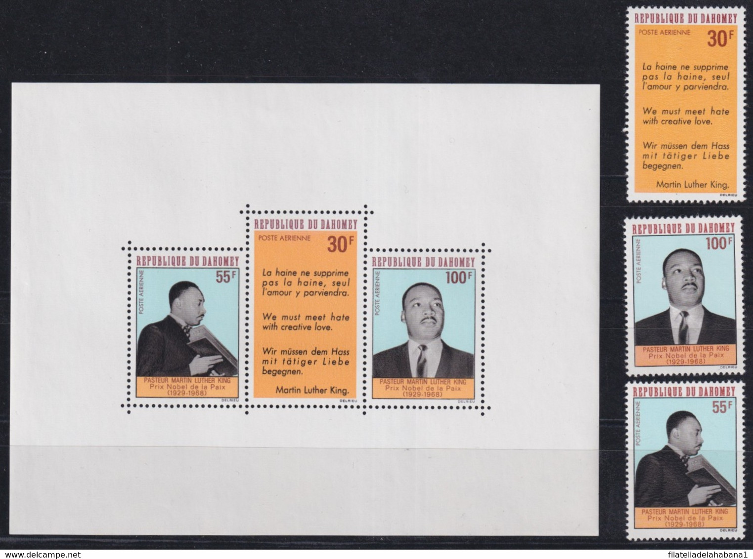 F-EX31932 DAHOMEY MNH 1968 PEACE MARTIN LUTHER KING SHEET SHEET + SET. - Martin Luther King
