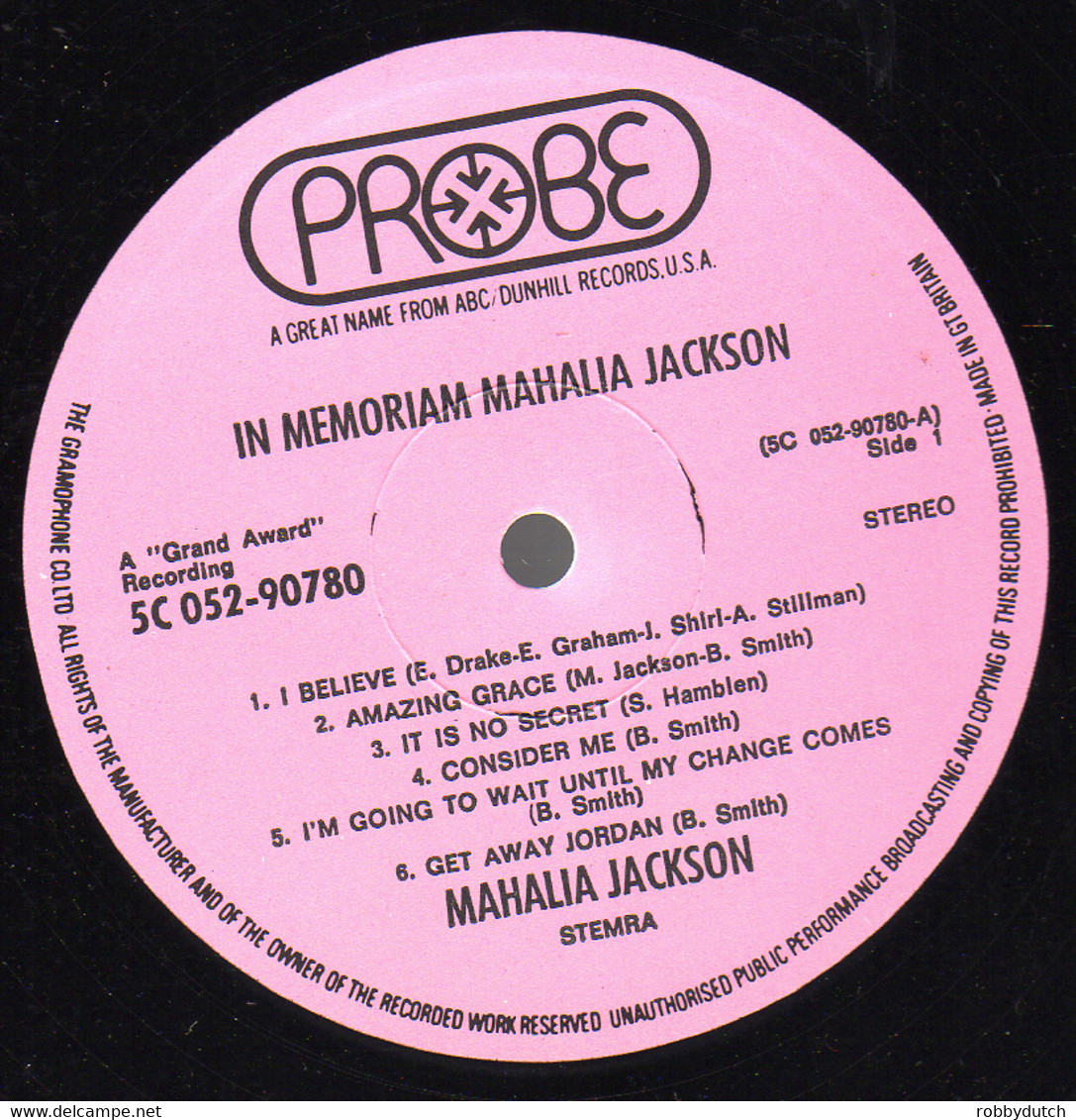 * LP *  MAHALIA JACKSON - IN MEMORIAM (England 1973) - Gospel & Religiöser Gesang