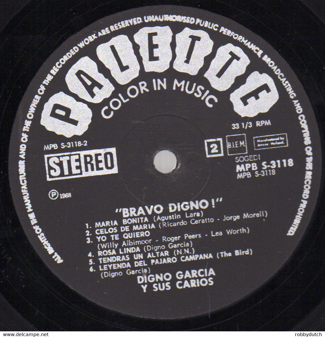 * LP *  DIGNO GARCIA Y SUS CARIOS - LA FELICIDAD! (BRAVO DIGNO !) (Holland 1968 EX!!) - Autres - Musique Espagnole