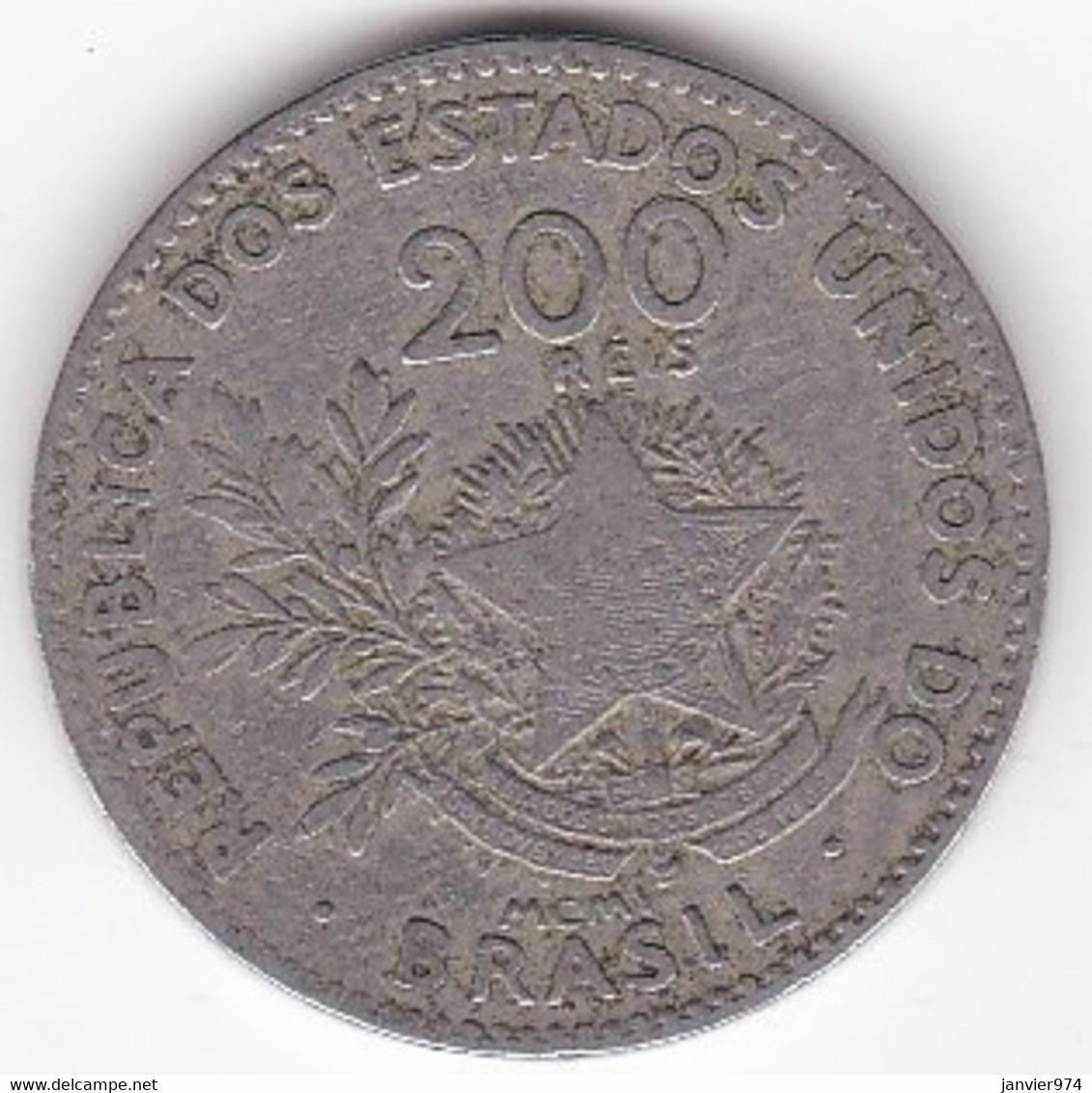 Brésil. 200 Reis 1901. Copper-Nickel .KM# 504 - Brasile