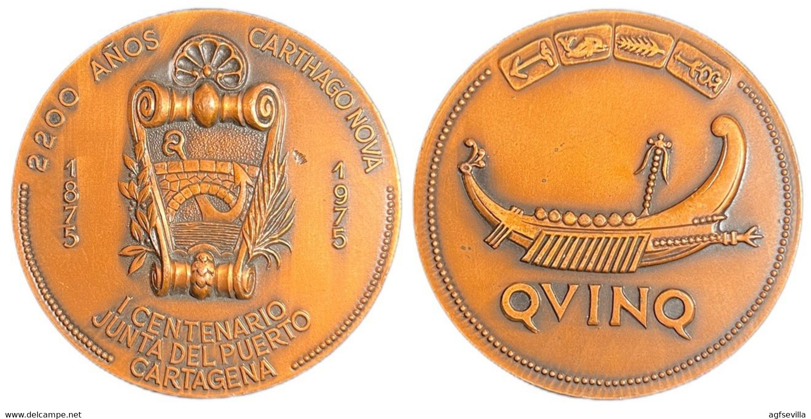 ESPAÑA. MEDALLA I CENTENARIO JUNTA DEL PUERTO DE CARTAGENA. 1.975. BRONCE. ESPAGNE. SPAIN MEDAL - Professionals/Firms