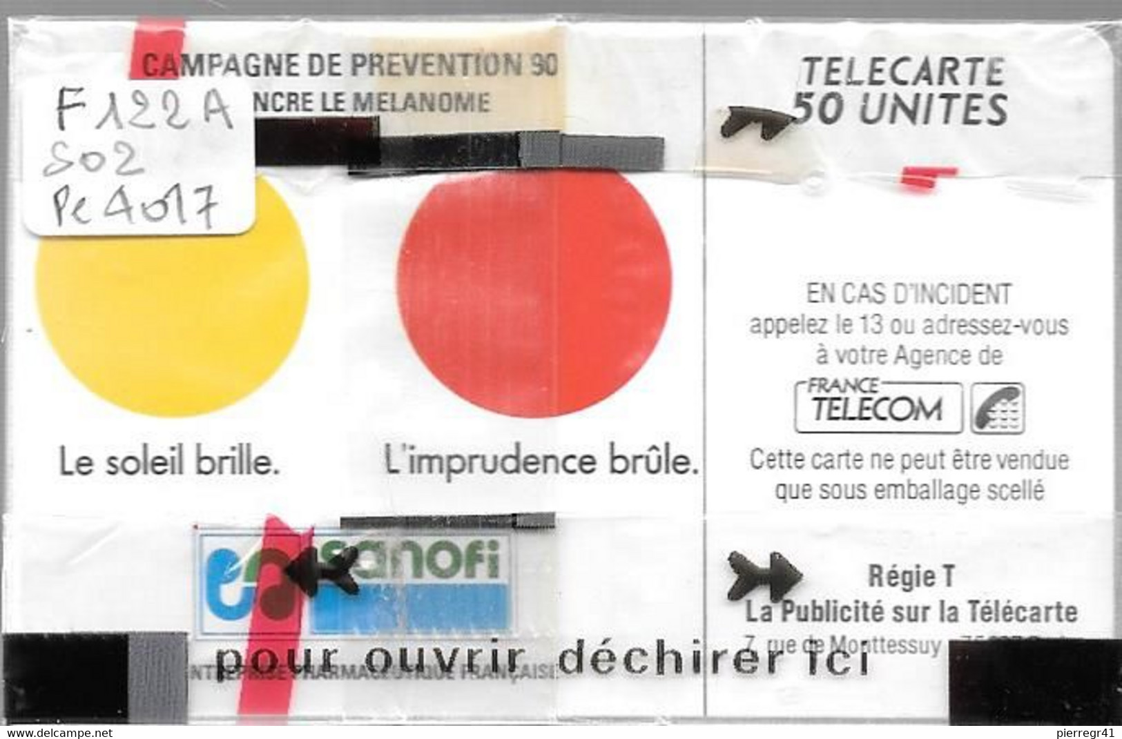 CARTE²-PUBLIC-F122A-50U-SO2-1990-V° 4 Pe-4017-SANOFI-NSB-TBE - 1990