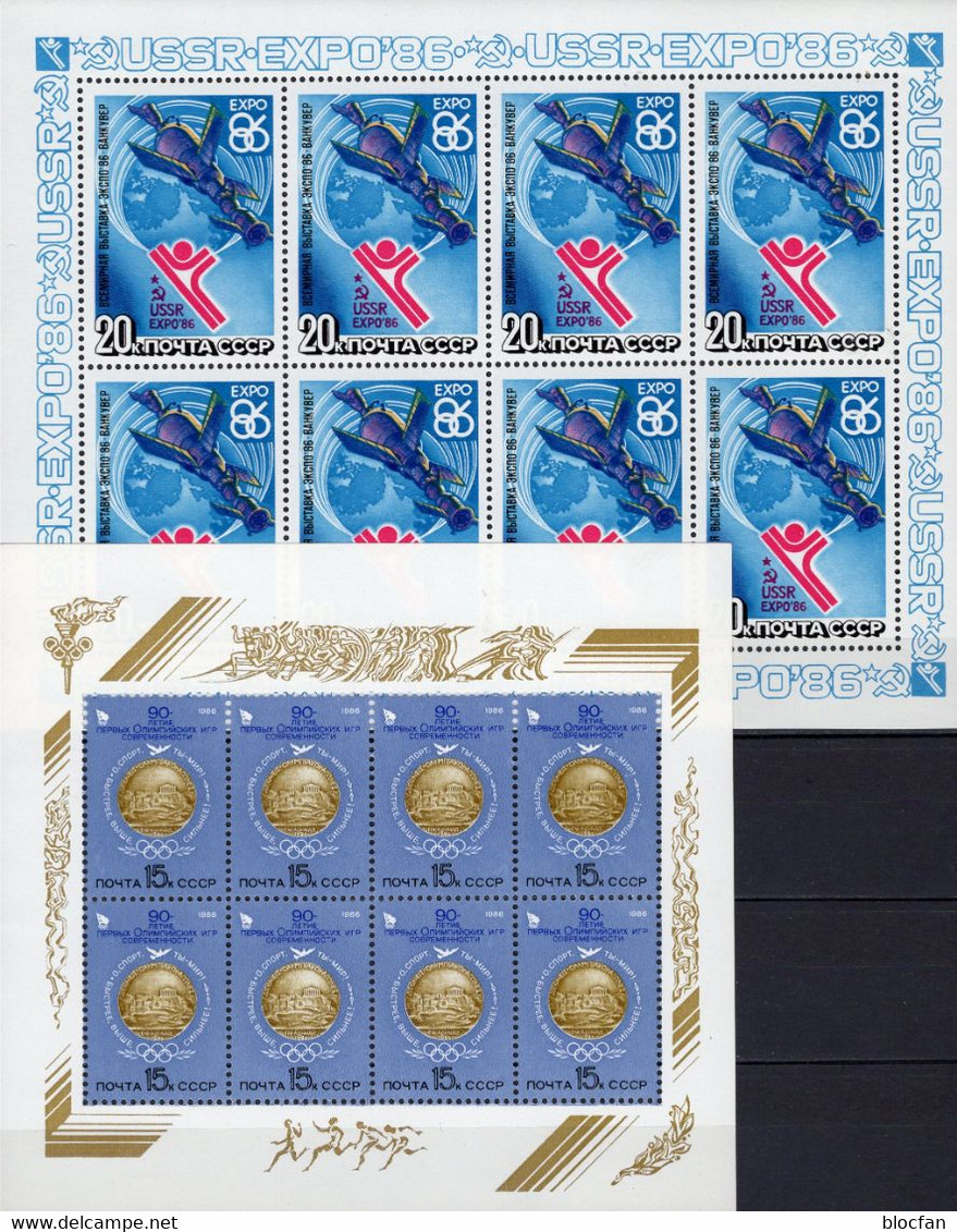 Olympia 1986 Sowjetunion 5572+5589 2x KB ** 110€ Salut-ORBIT EXPO Kleinbogen Sheets Space M/s Sport Sheetlets Bf USSR SU - Sommer 1896: Athen
