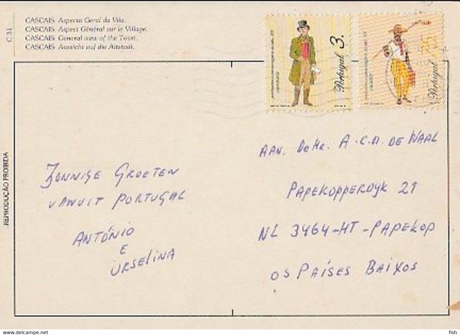 Portugal & Marcofilia, Cascais, Village General Appearance, Papekop Netherlands 1996 (31) - Covers & Documents