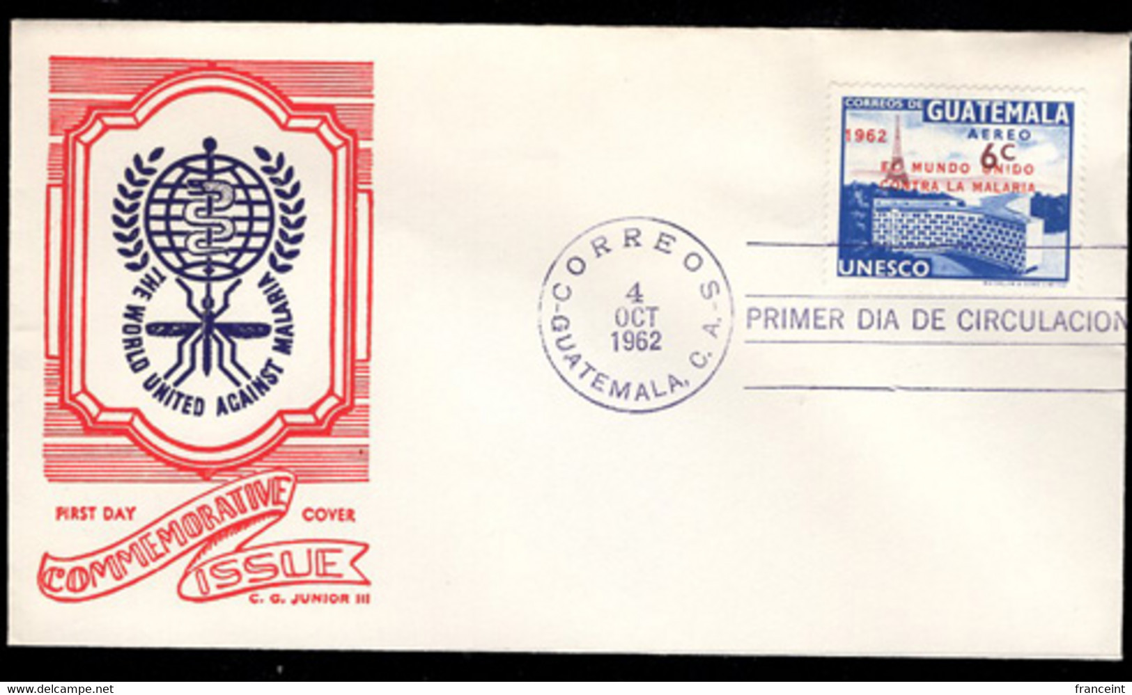 GUATEMALA(1962) Mosquito. Caduceus. Unaddressed FCC With Cachet For Mosquito Eradication Program. Scott No C258. - Guatemala