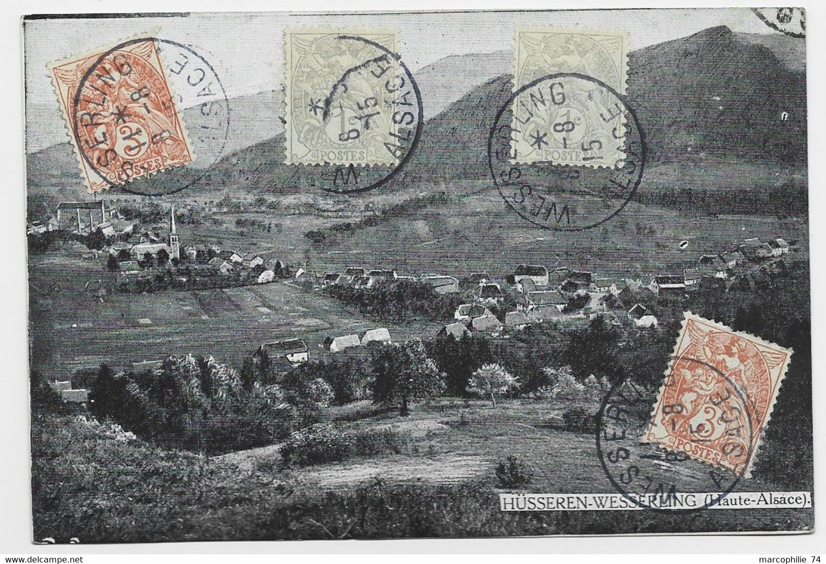 FRANCE BLANC 1CX2+3CX2 AU RECTO CARTE WESSERLING 6.8.1915 ALSACE - Autres & Non Classés