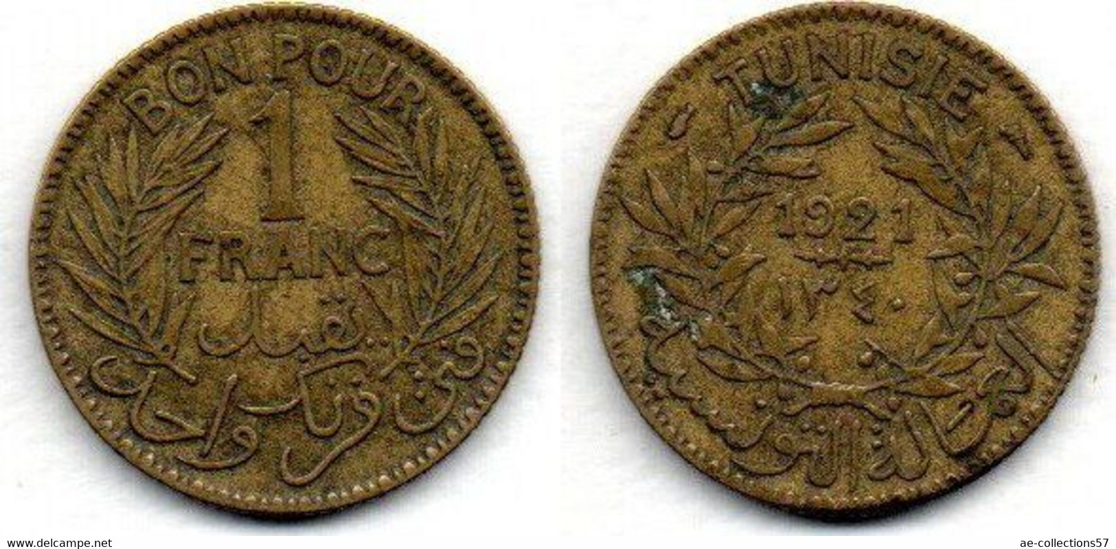 Tunisie -  1 Franc 1921 TB+ - Túnez