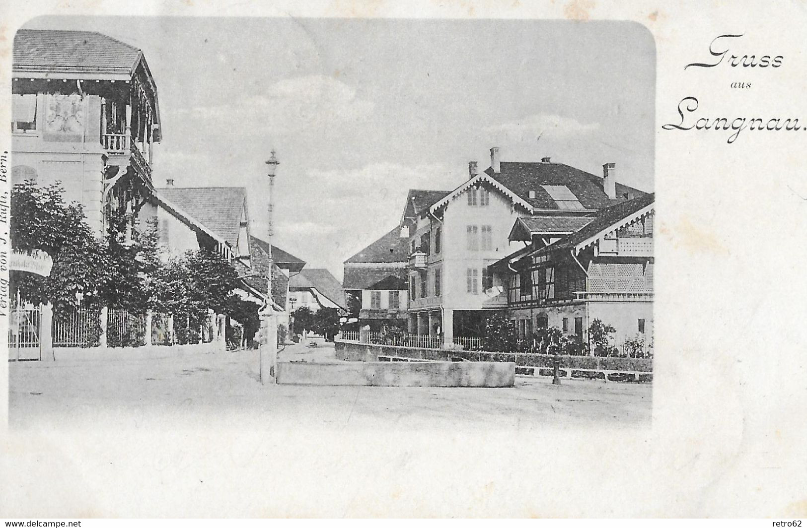 GRUSS AUS LANGNAU → Dorfstrasse Mit Brunnen, Alter Lichtdruck Anno 1900 - Langnau Im Emmental