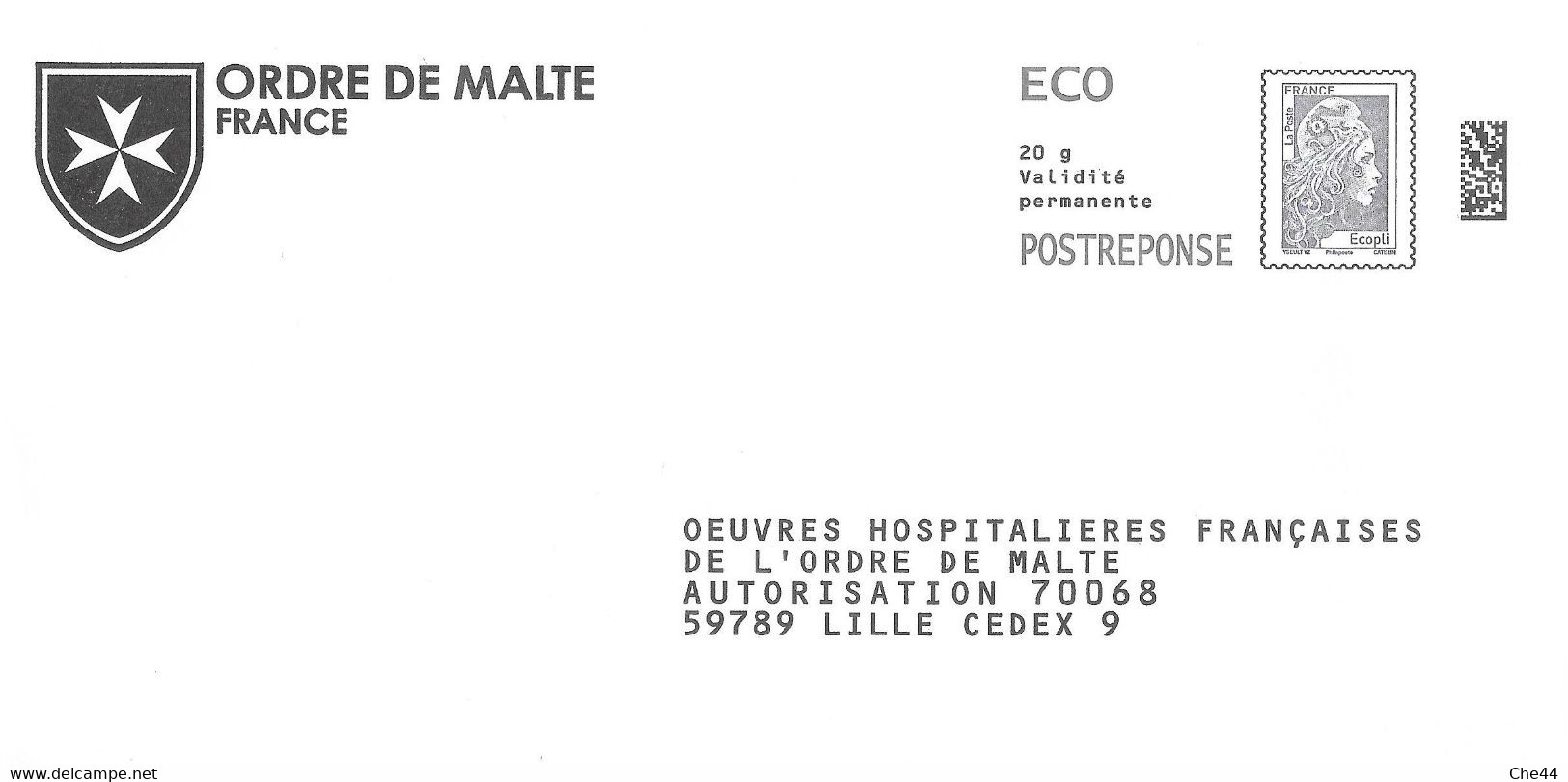 PAP : Œuvres Hospitalières Françaises De L'Ordre De Malte. (Voir Commentaires) - Prêts-à-poster: Réponse