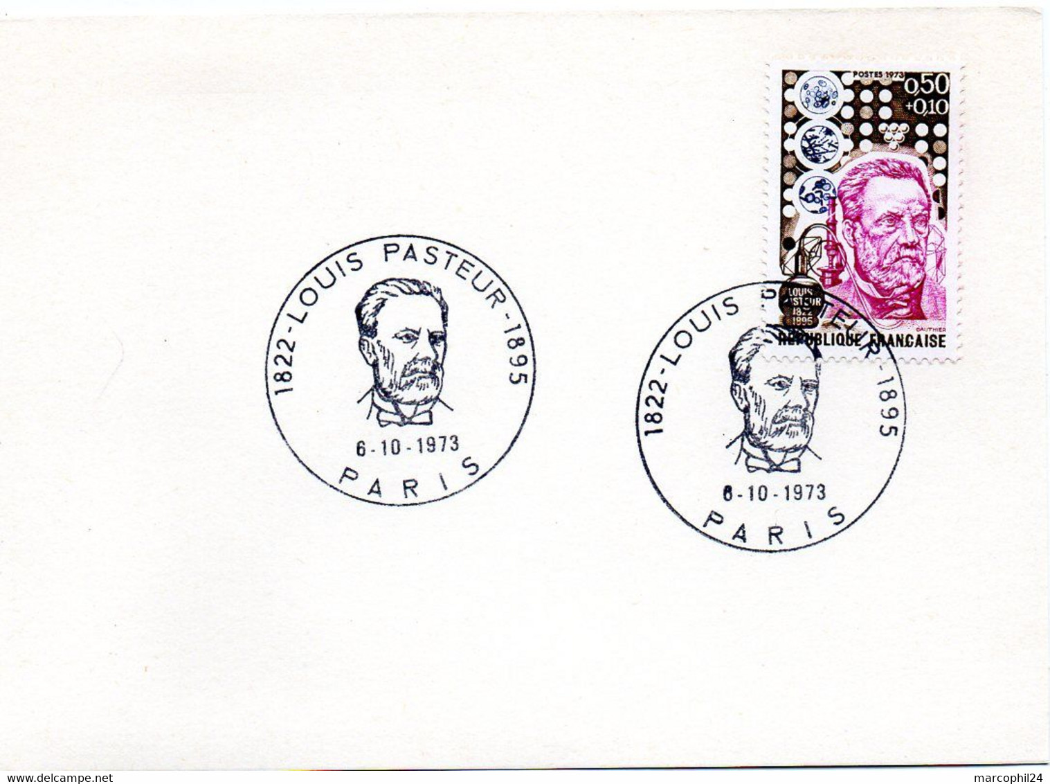 PARIS 1973 = CACHET PREMIER JOUR Illustré + N° 1768 = PASTEUR 1822 - 1895 - Louis Pasteur