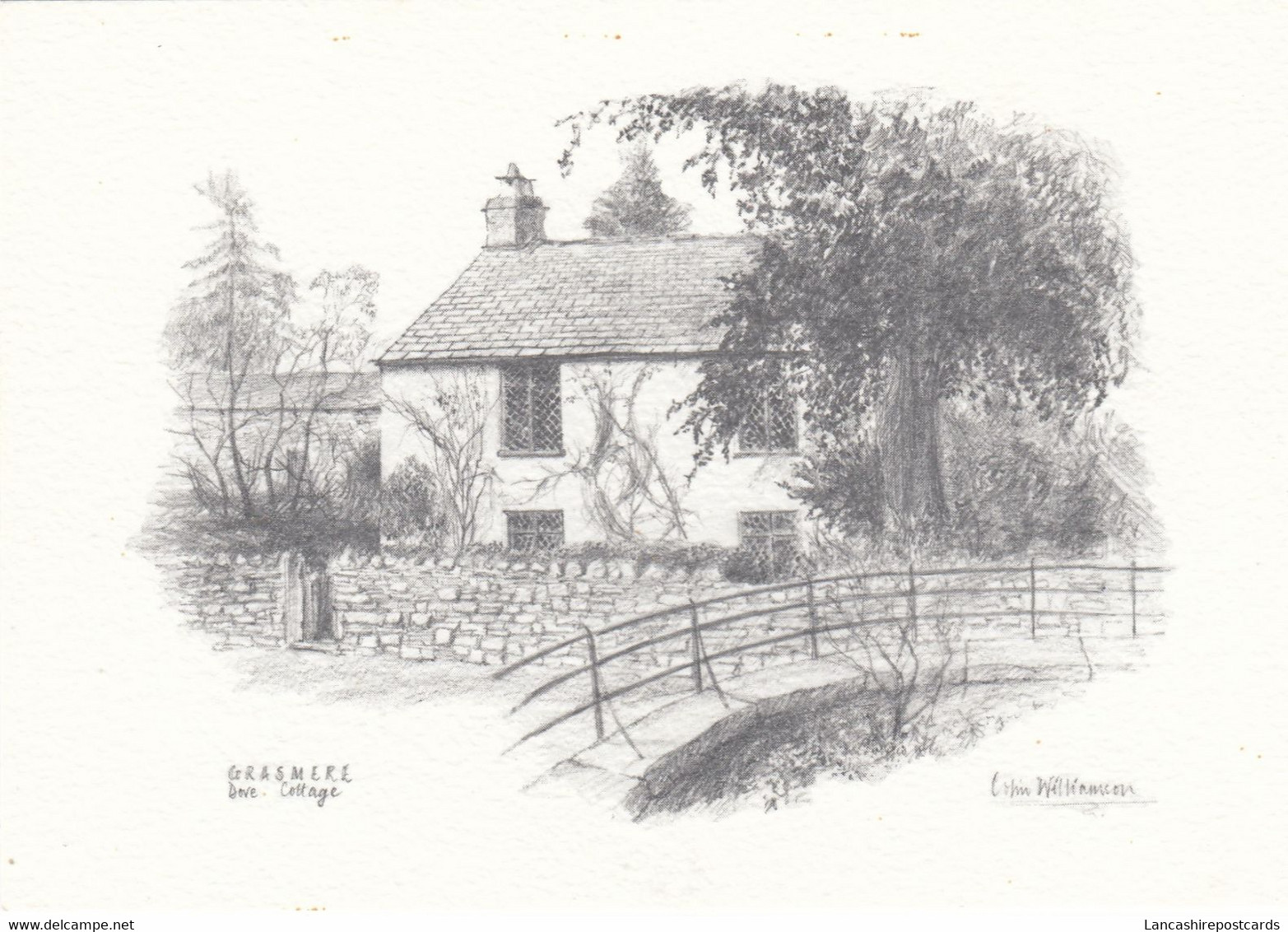 Postcard Dove Cottage Grasmere Sketch Signed Colin Williamson My Ref B25362 - Grasmere