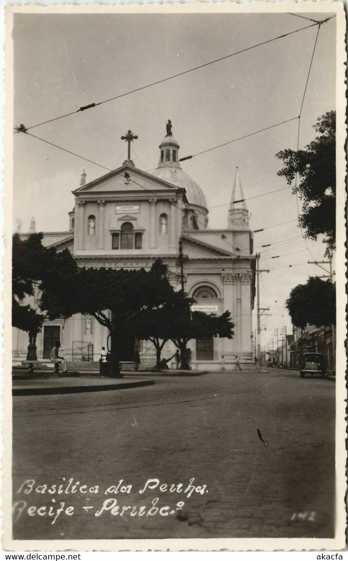 PC BRAZIL, RECIFE, BASILICA, Vintage REAL PHOTO Postcard (b36347) - Recife