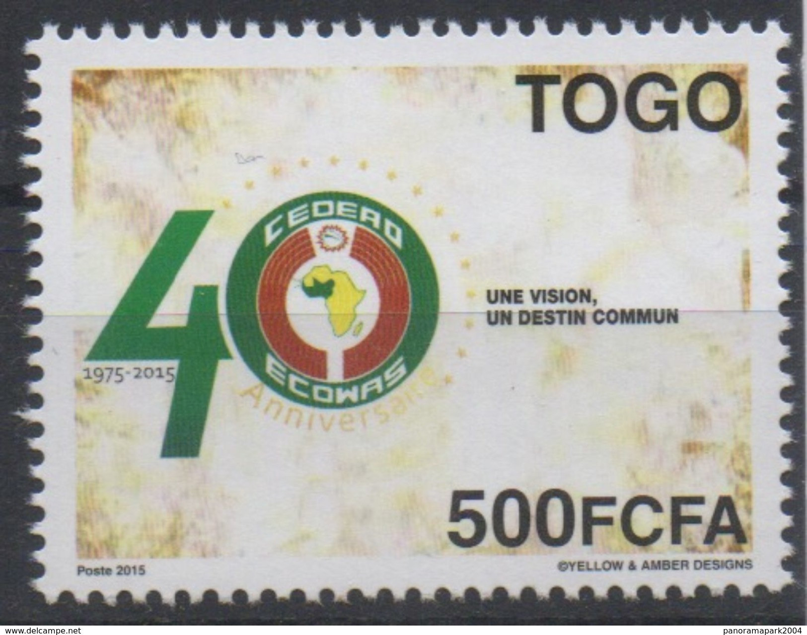 Togo 2015 Emission Commune Joint Issue CEDEAO ECOWAS 40 Ans 40 Years - Gemeinschaftsausgaben