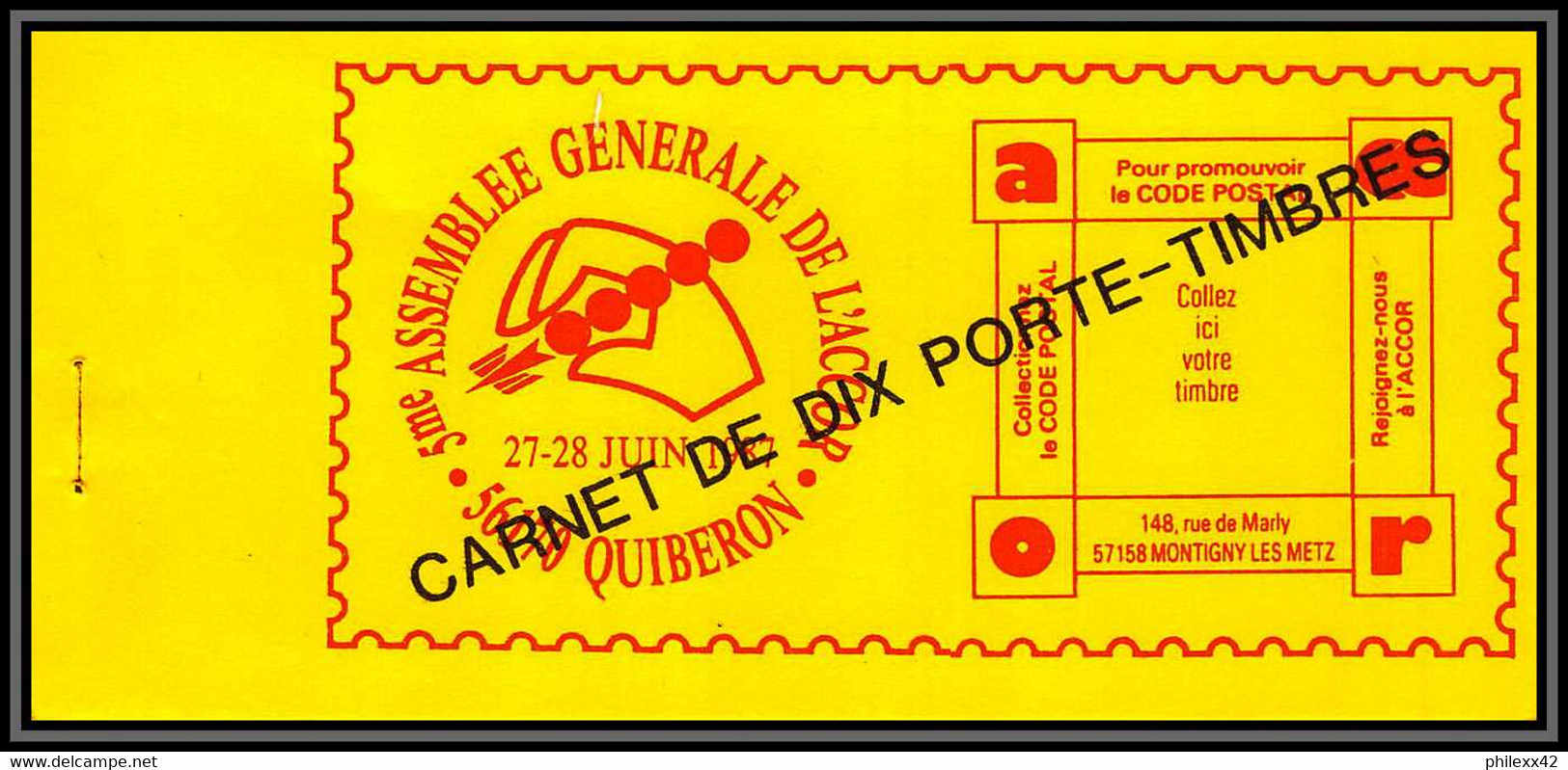 71447 Carnet De 10 Porte Timbres Quiberon Bretagne Promouvoir Le Code Postal Lettre Cover France - Other & Unclassified