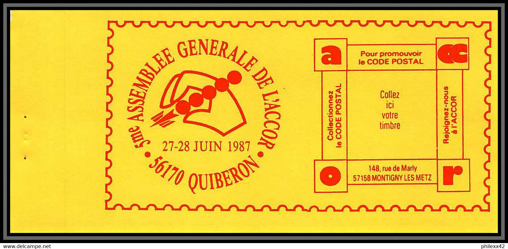 71447 carnet de 10 porte timbres quiberon bretagne promouvoir le code postal lettre cover France