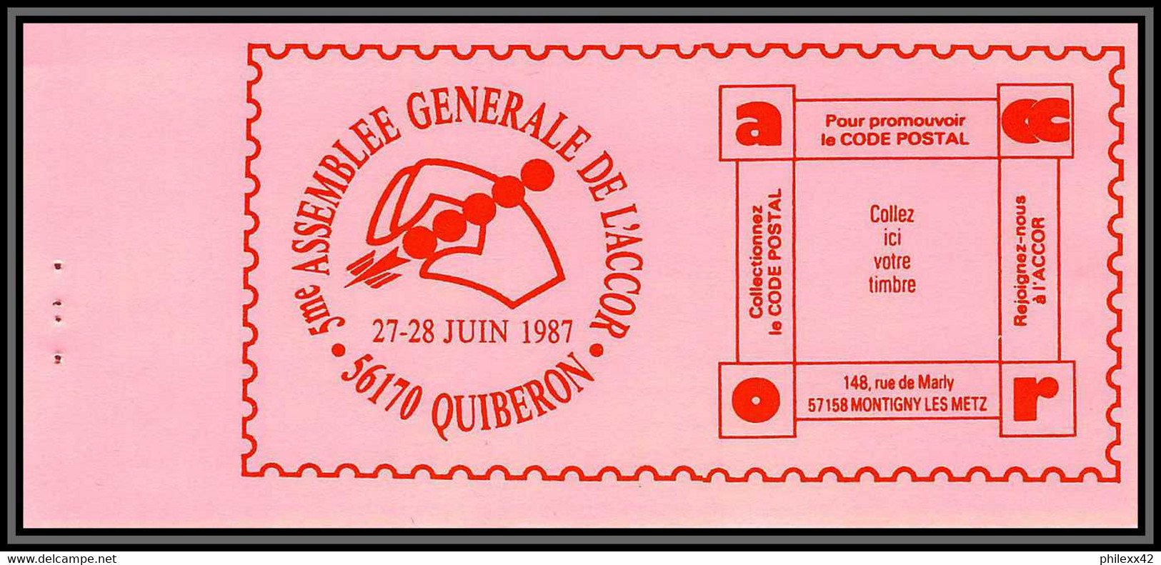 71447 carnet de 10 porte timbres quiberon bretagne promouvoir le code postal lettre cover France