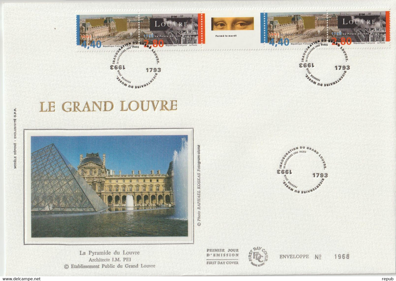 France FDC Grand Format 1993 Le Louvre 2852B - 1990-1999